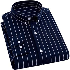 img 4 attached to 👔 ERZTIAY Classic Vertical Striped Shirt: Timeless Casual Style