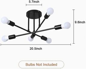 img 3 attached to Modern Minimalist Focondot 6-Light Head Chandelier, Semi Flush Mount Ceiling Light with E26 Bulb Base for Kitchen, Dining Room, Living Room, Bedroom, Foyer, and Farmhouse Lighting Fixtures