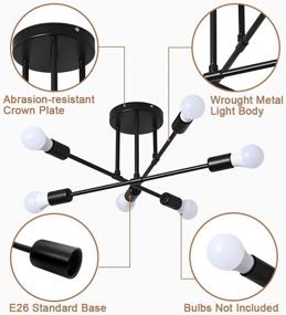 img 2 attached to Modern Minimalist Focondot 6-Light Head Chandelier, Semi Flush Mount Ceiling Light with E26 Bulb Base for Kitchen, Dining Room, Living Room, Bedroom, Foyer, and Farmhouse Lighting Fixtures