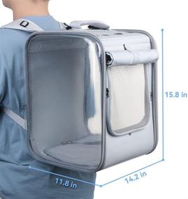 img 3 attached to 🐾 Gray Pet Carrier Backpack with Large Space for Cats and Dogs, Breathable and Transparent for Travel and Outdoor Use, Includes Safety Rope