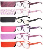 👓 enhance your vision in style: eyekepper 6-pack spring hinges patterned rectangular reading glasses with computer readers for women +1.5 logo