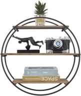 📚 round circle wall shelves: stylish 3 tier floating display shelf decor for bedroom, living room, and office - 20"x7.5 logo