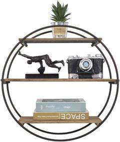 img 4 attached to 📚 Round Circle Wall Shelves: Stylish 3 Tier Floating Display Shelf Decor for Bedroom, Living Room, and Office - 20"X7.5