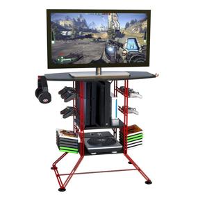 img 3 attached to Red Atlantic Centipede Game Storage TV Stand - 37 inch, Durable Wire Construction with Game Storage for Organizing Games, Controllers, and 4 Game Consoles - PN45506142B