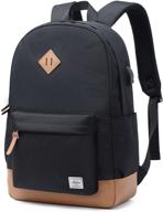 🎒 abshoo classical basic women's travel backpack: water-resistant laptop school bookbag for college men - usb black logo