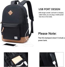 img 2 attached to 🎒 Abshoo Classical Basic Women's Travel Backpack: Water-Resistant Laptop School Bookbag for College Men - USB Black