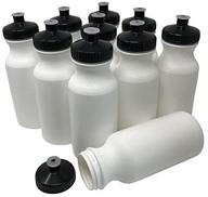 🏋️ csbd 20oz sports water bottles, 10 pack - reusable bpa-free plastic bottles with leakproof spout, perfect for business branding, fundraising, and fitness - white bottle with black lids logo