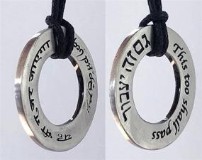 img 2 attached to 🌟 Inspirational Motivational Proverb Pendant Necklace with Rounded Ring Protection - 2 Sided English-Hebrew-Elvish-Sanskrit/Hindi Pewter Amulet; Money Lucky Charm on Black Adjustable Cord