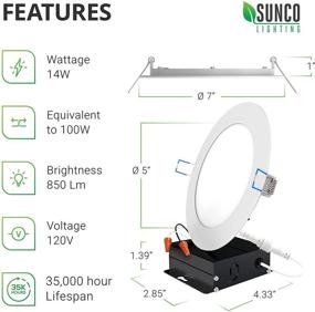 img 3 attached to 💡 Sunco Lighting 6 Inch Slim LED Recessed Lighting Ceiling Lights - 3000K Warm White, Dimmable 14W=100W, 850 LM, Smooth Trim - Damp Rated, Canless Wafer Thin with Junction Box - ETL & Energy Star Certified - 2 Pack