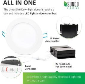 img 1 attached to 💡 Sunco Lighting 6 Inch Slim LED Recessed Lighting Ceiling Lights - 3000K Warm White, Dimmable 14W=100W, 850 LM, Smooth Trim - Damp Rated, Canless Wafer Thin with Junction Box - ETL & Energy Star Certified - 2 Pack