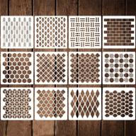 enhance your artistic creations with our 12 pack geometric stencils: 12 inches of reusable art templates for painting on walls, floors, canvas, and wood furniture! logo