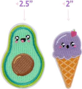 img 2 attached to Kawaii Iron on Patches Craft Kit - 24 Pack of 12 Cute Sew On Patch Food Designs in 2 Sizes (2" & 2.5") ideal for Clothing, Accessories, and School Supplies