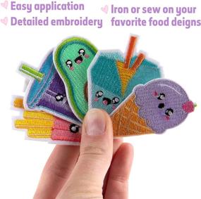 img 4 attached to Kawaii Iron on Patches Craft Kit - 24 Pack of 12 Cute Sew On Patch Food Designs in 2 Sizes (2" & 2.5") ideal for Clothing, Accessories, and School Supplies