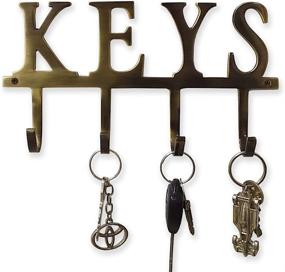 img 4 attached to 🔑 Omega M1 Key Holder - Wall Mounted Key Organizer - 4 Key Hooks Rack - Solid Brass Key Rack - with Matching Screws (Antique Brass Finish)