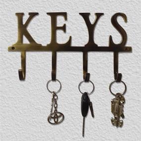 img 2 attached to 🔑 Omega M1 Key Holder - Wall Mounted Key Organizer - 4 Key Hooks Rack - Solid Brass Key Rack - with Matching Screws (Antique Brass Finish)