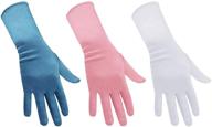 👸 enpoint princess dress up gloves: set of 3 gorgeous satin fancy gloves in white, pink, and blue – perfect for kids birthday party, wedding, pageant – ideal costume dress up gloves for little girls aged 3-8 logo