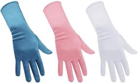 img 4 attached to 👸 ENPOINT Princess Dress up Gloves: Set of 3 Gorgeous Satin Fancy Gloves in White, Pink, and Blue – Perfect for Kids Birthday Party, Wedding, Pageant – Ideal Costume Dress Up Gloves for Little Girls Aged 3-8