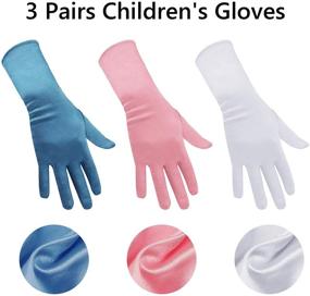 img 2 attached to 👸 ENPOINT Princess Dress up Gloves: Set of 3 Gorgeous Satin Fancy Gloves in White, Pink, and Blue – Perfect for Kids Birthday Party, Wedding, Pageant – Ideal Costume Dress Up Gloves for Little Girls Aged 3-8