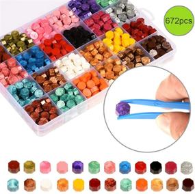 img 3 attached to 💌 Enhance Your Wedding Invitations with Triwol Wax Seal Stamp Set: 672pcs Wax Seal Beads in 24 Striking Colors, Wax Seal Warmer, Spoon, and Cushion, with Bonus Wax Seal Pens and Tweezer!