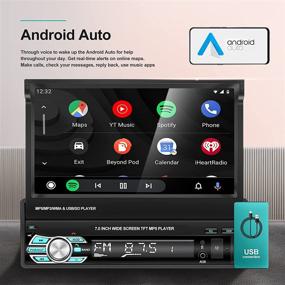 img 1 attached to 📱 Автомагнитола NHOPEEW Single Din: 7-дюймовый выдвижной сенсорный экран, Apple Car Play, Android Auto, Bluetooth и камера заднего вида