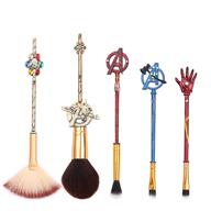 avengers professional makeup brushes: 5-piece set for flawless blending, blush, and eye shadow - an ideal gift for fans logo