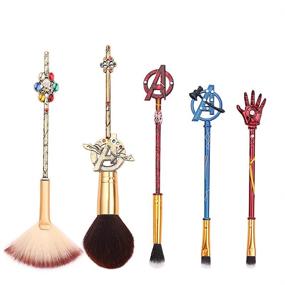 img 4 attached to Avengers Professional Makeup Brushes: 5-Piece Set for Flawless Blending, Blush, and Eye Shadow - An Ideal Gift for Fans