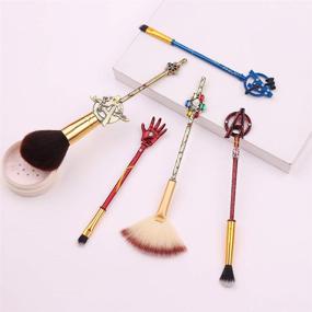 img 3 attached to Avengers Professional Makeup Brushes: 5-Piece Set for Flawless Blending, Blush, and Eye Shadow - An Ideal Gift for Fans