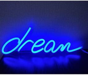 img 1 attached to Улучшите ваш интерьер с помощью светового знака Britrio LED Neon Light 💙 - 18”x6” синее изображение мечты на стене для спальни, гостиной и не только!