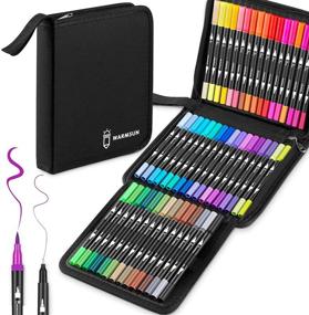 img 4 attached to 🖌️ Warmsun 48 Colors Dual Tips Coloring Brush Fineliner Color Marker Pens Set: Ideal for Adult Coloring Books, Drawing, Sketching, Bullet Journaling & Gifting, with Convenient Carry Case