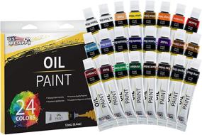 img 1 attached to U.S. Art Supply 70-Piece Oil Painting Set: Aluminum & Wood Easel, 24 Vibrant Oil Paint Colors, Painting Pad, 8x10 & 11x14 Stretched Canvases, Artist Brushes