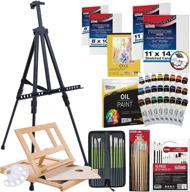 u.s. art supply 70-piece oil painting set: aluminum & wood easel, 24 vibrant oil paint colors, painting pad, 8x10 & 11x14 stretched canvases, artist brushes logo