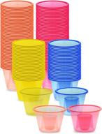 🎉 zappy 100 pack of assorted neon disposable plastic party bomber cups for jager bomb shots logo