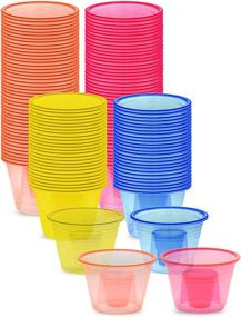 img 2 attached to 🎉 Zappy 100 Pack of Assorted Neon Disposable Plastic Party Bomber Cups for Jager Bomb Shots
