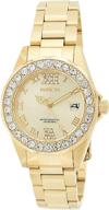 invicta women's 15252 pro diver gold dial watch with crystal accents in 18k ion-plated stainless steel logo