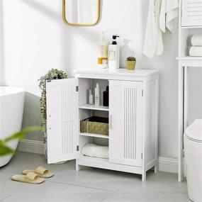 img 2 attached to 🚽 VASAGLE Bathroom Cabinet Floor Cabinet: Free-Standing Storage Solution for Bathroom, Living Room, and Kitchen - Nordic Scandinavian Style, Matte White