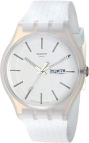 img 3 attached to Модные и прочные наручные часы Swatch с кварцевым механизмом и силиконовым ремешком для женщин - стильные аксессуары для запястья