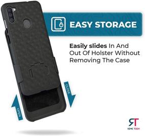 img 1 attached to 📱 Rome Tech Holster Case for Samsung Galaxy A11 - Slim Heavy Duty Shell Combo - Black with Belt Clip, Kickstand and Clip Holder for A11 Samsung