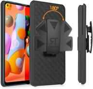 📱 rome tech holster case for samsung galaxy a11 - slim heavy duty shell combo - black with belt clip, kickstand and clip holder for a11 samsung logo