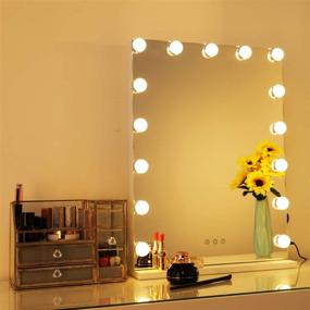 img 1 attached to 💄 Large Makeup Vanity Mirror with Lights: Bedroom/Tabletop/Wall Mount Hollywood Set with Smart Touch Control, 3 Colors, Dimmable LED, USB Charging Port
