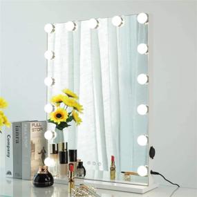 img 4 attached to 💄 Large Makeup Vanity Mirror with Lights: Bedroom/Tabletop/Wall Mount Hollywood Set with Smart Touch Control, 3 Colors, Dimmable LED, USB Charging Port