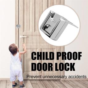 img 2 attached to 🔒 CZU Home Security Door Lock, Upgraded Version (2-Pack), Protect Your Home with Easy Open Childproof Reinforcement Lock-Silver