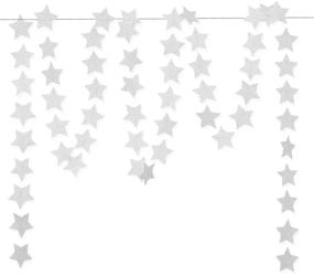 img 4 attached to 🌟 Сверкающая серебристая бумажная гирлянда в форме звезд - ослепительный подвес из звездочек для вечеринки к новорожденному, украшения на день рождения - звезды диаметром 2.8 дюйма, общая длина 23 фута / 7 метров.