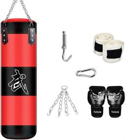 img 4 attached to 🥊 31.5-Inch x 71-Inch MMA Boxing Heavy Punching Training Bag with Chains - Includes Handbag Hook, Boxing Gloves, and Hand Bandages - Ideal for Kickboxing, Muay Thai, and Fitness Workouts - Buy One Get Four (Bag Empty)