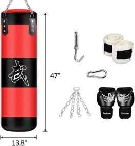 img 1 attached to 🥊 31.5-Inch x 71-Inch MMA Boxing Heavy Punching Training Bag with Chains - Includes Handbag Hook, Boxing Gloves, and Hand Bandages - Ideal for Kickboxing, Muay Thai, and Fitness Workouts - Buy One Get Four (Bag Empty)