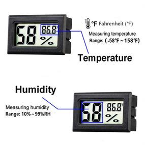 img 2 attached to 2-Pack Mini Digital Hygrometer Gauge Thermometer – Indoor/Outdoor Temperature Humidity Meter for Humidifiers, Greenhouse, Reptile Plants, Humidors – LCD Monitor, Fahrenheit Display