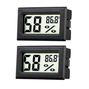 img 4 attached to 2-Pack Mini Digital Hygrometer Gauge Thermometer – Indoor/Outdoor Temperature Humidity Meter for Humidifiers, Greenhouse, Reptile Plants, Humidors – LCD Monitor, Fahrenheit Display