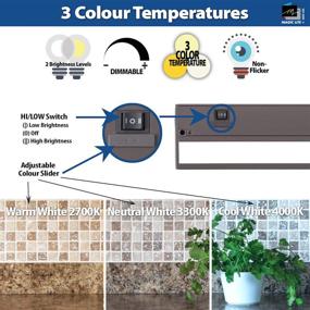 img 1 attached to 💡 Magic Lite 9 Inch Bronze LED Under Cabinet Lighting - Dimmable, 3 Color Temperature Slide Switch, Warm White (2700K), Soft White (3000K), Cool White (4000K) - Plugged-in or Hardwired Installation
