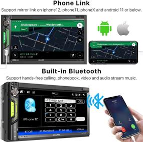 img 2 attached to 🚗 aboutBit двойной DIN автомагнитола: Мультимедийный MP5-плеер с CarPlay, зеркалированием телефона, Bluetooth, сенсорным экраном HD 7", камерой заднего вида, разъемами USB/SD и AM/FM-радио