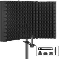 🎤 aokeo professional studio recording microphone isolation shield & pop filter - enhance vocal quality with high density absorbent foam - compatible with blue yeti and condenser microphones logo