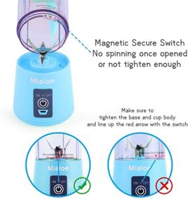 img 1 attached to 🍹 Upgraded Rechargeable 6-Blade 3D Portable Juicer Cup - Magnetic Secure Switch Electric Fruit Mixer for Perfect Mixing, 380ml (Blue)